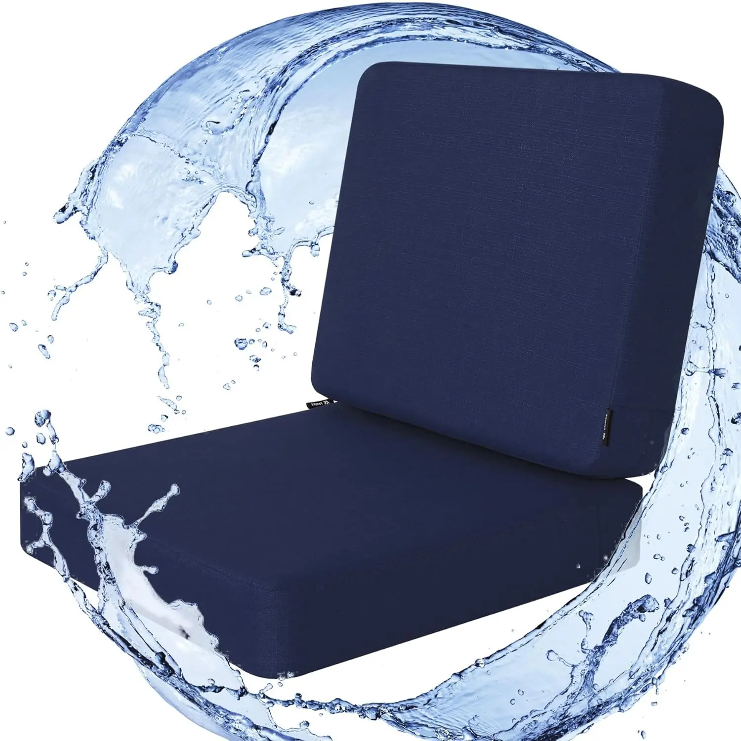Outdoor Deep Seat Cushion Set, 22 x 22 Inch Rainproof & 3-Year Fade Resistant Patio Furniture Cushions, Removable Seat Bottom &  Cushion Covers with Ties for Chair, Sofa, Couch, Blue