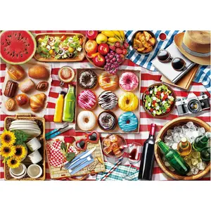 500 Piece Puzzles for Adults, Picnic Food Jigsaw Puzzles with Patterns on Back, Challenging Puzzles for Family Game Night Home Décor