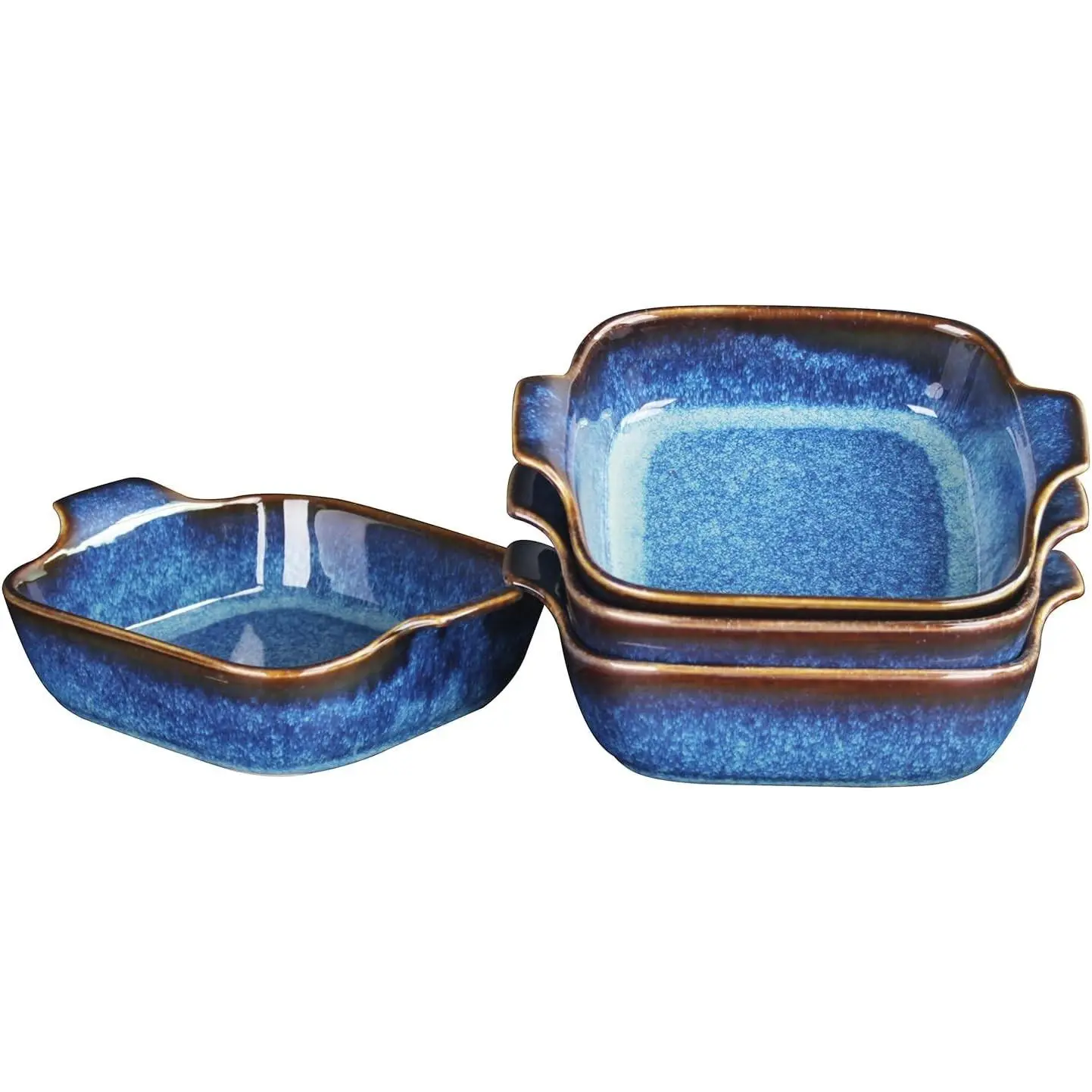 Au Gratin Baking Dishes Set of 4, 10.5 oz 7.3 Inch Square Ramekins Baking Tray for Pie Appetizer Tart Dessert Quiche Individual Oven Small Baking Dishes