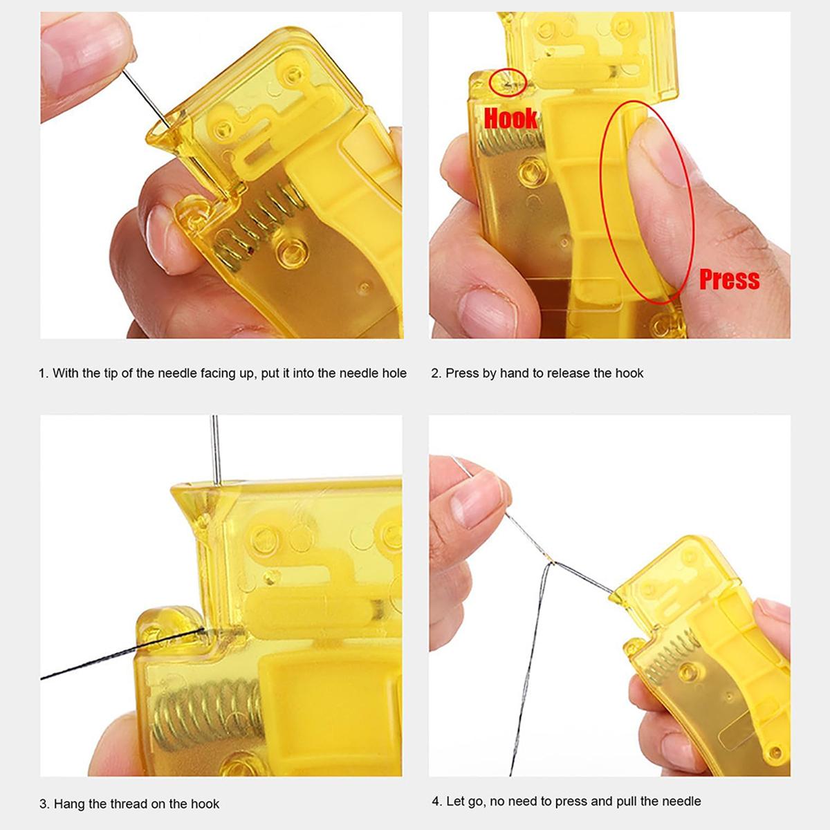 Simple Spring Loaded Needle Threader, Automatic Sewing Tool for Elderly and Adult Users