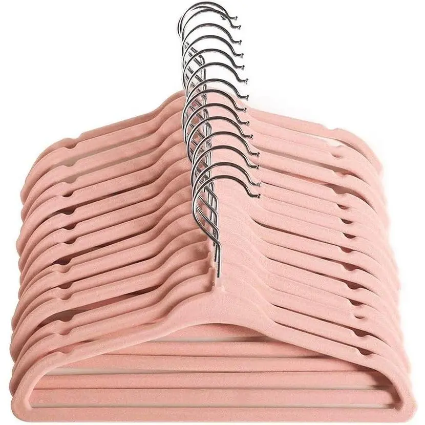 15 Pack 11" Light Pink Baby Velvet Non-Slip Hangers, Ultra-Thin Space Saving Felt Toddler Coat Hangers with 360° Swivel Hook for Nursery Children's ClothesGift