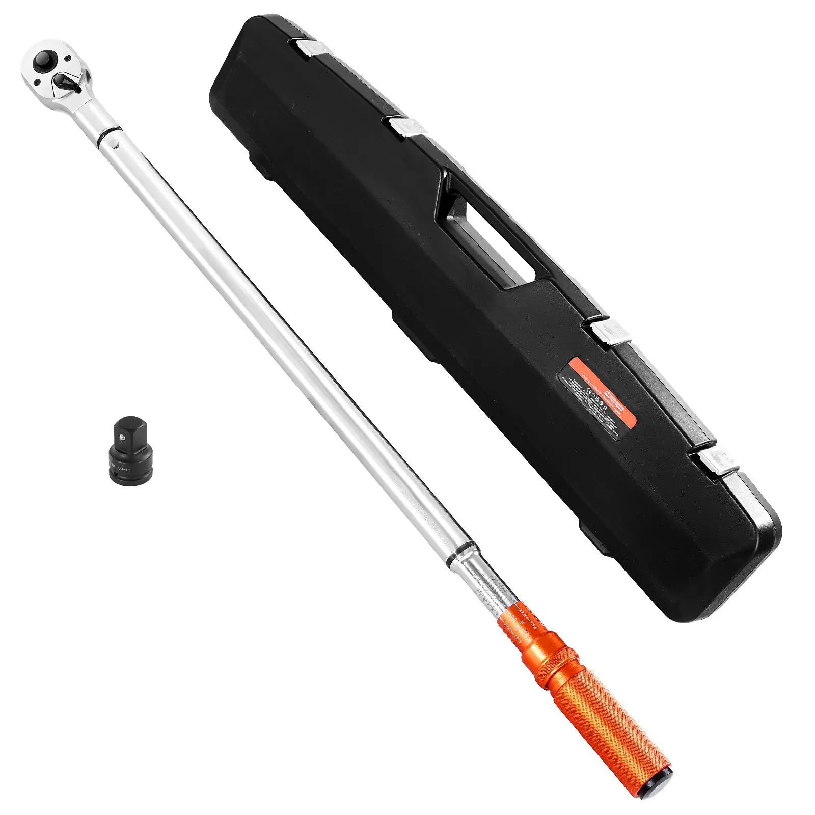 VEVOR 3/4 Inch Drive Click Torque Wrench, 100-600 ft-lb/136-814 Nm Dual-Range Scales, 48-Tooth Alloy Steel, High Precision Bidirectional Car Repair Tool for Automotive Users, 100-600Ft-Lb