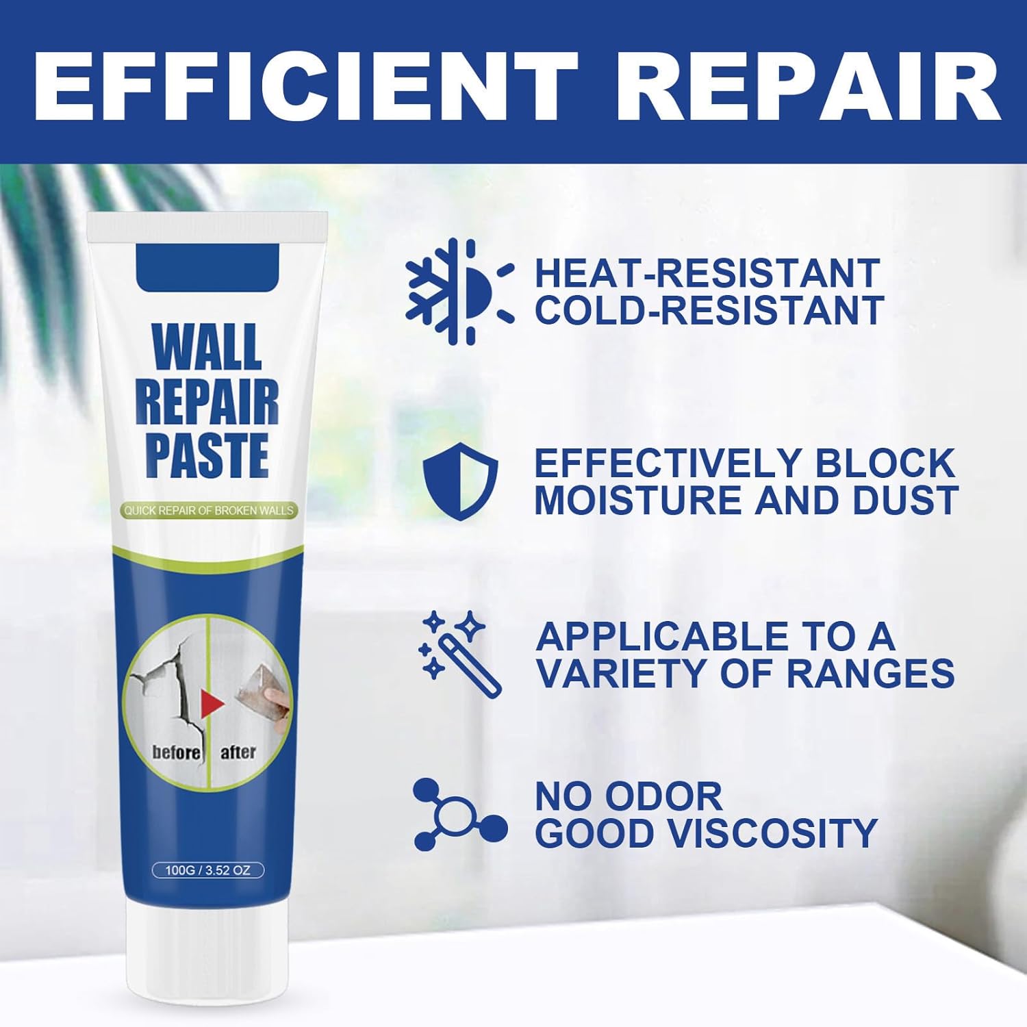 1 Bottle Quick Drying Wall Repair Cream Easy To Use Fast Drying Wall Repair Sealant 100g Powerful Solution For Crack & Holes