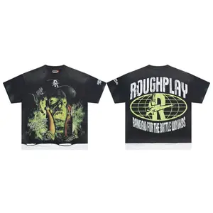 Roughplay Zombie Graphic T-Shirt, Vintage Washed Oversized Streetwear, Men's Short-Sleeve Casual Tee, Summer Trend Hip Hop Y2K Top | graphic tees | summer mens clothing | TikTok Shop Deals