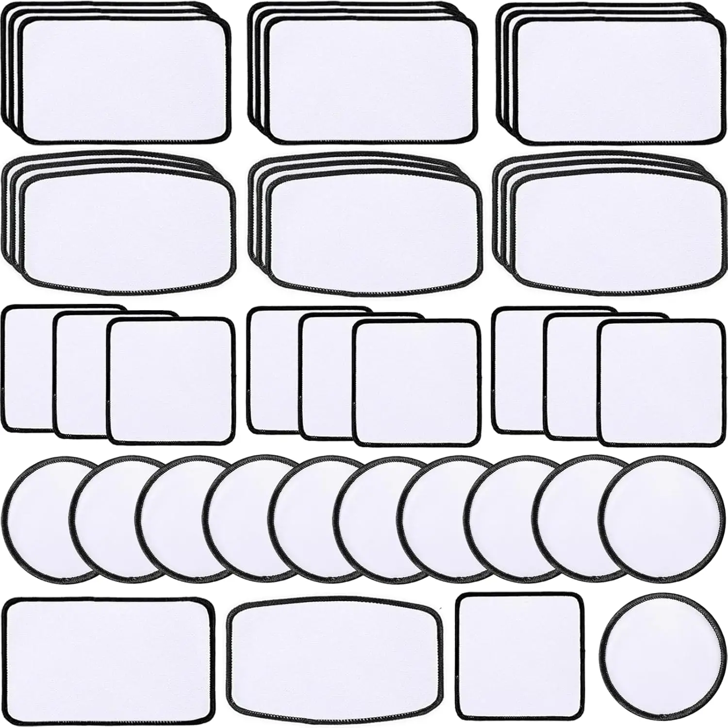 40 PCs Sublimation Blanks Patches - Large Iron-on Patch with Black Border - Exquisite Fabric Patches for DIY Hats Backpack T-Shirt Project (Mixed)