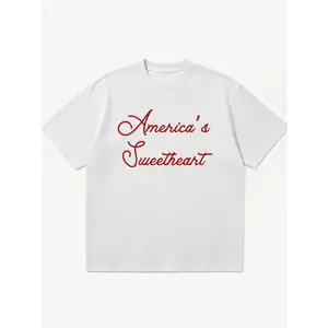 America's Sweetheart Print Cotton T Shirt Gender Neutral Short Sleeve Top Summer Casual Daily Wear Soft Breathable Graphic Tee Suitable For Outings Vacation Weekend Gathering Comfortable All Match Top