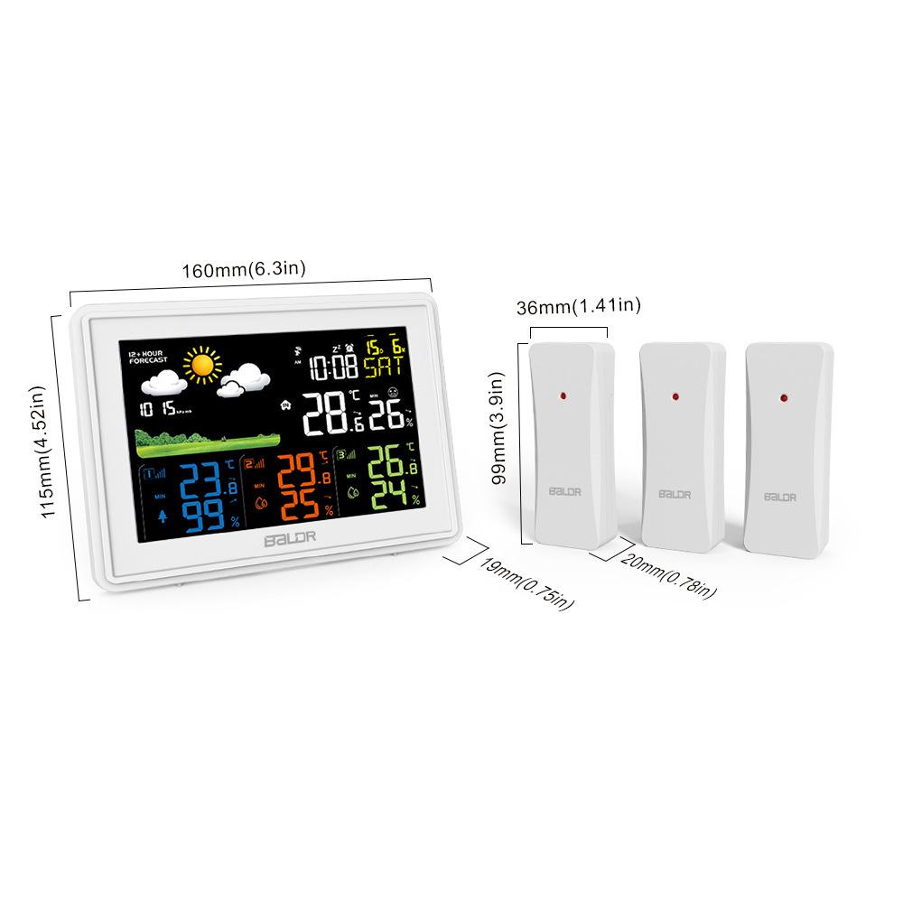 Color screen one-to-three negative display weather station wireless indoor and outdoor digital temperature and humidity meter with weather forecast