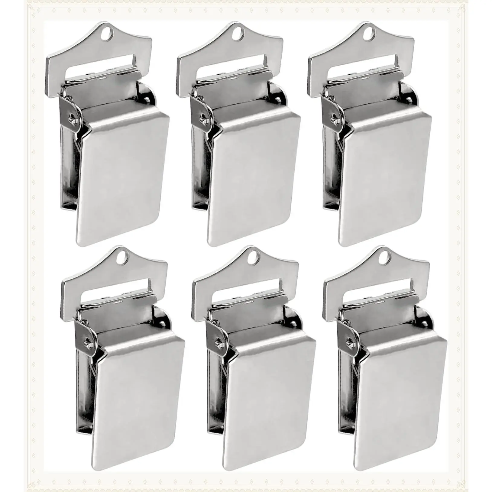 Heavy Duty Wall Hanging Rug Clips (6-Pack) - Grippers & Hangers for Rugs, Animal Hides, Pelts, Tapestries, Car Mats, Includes Screws (Chrome)Gift