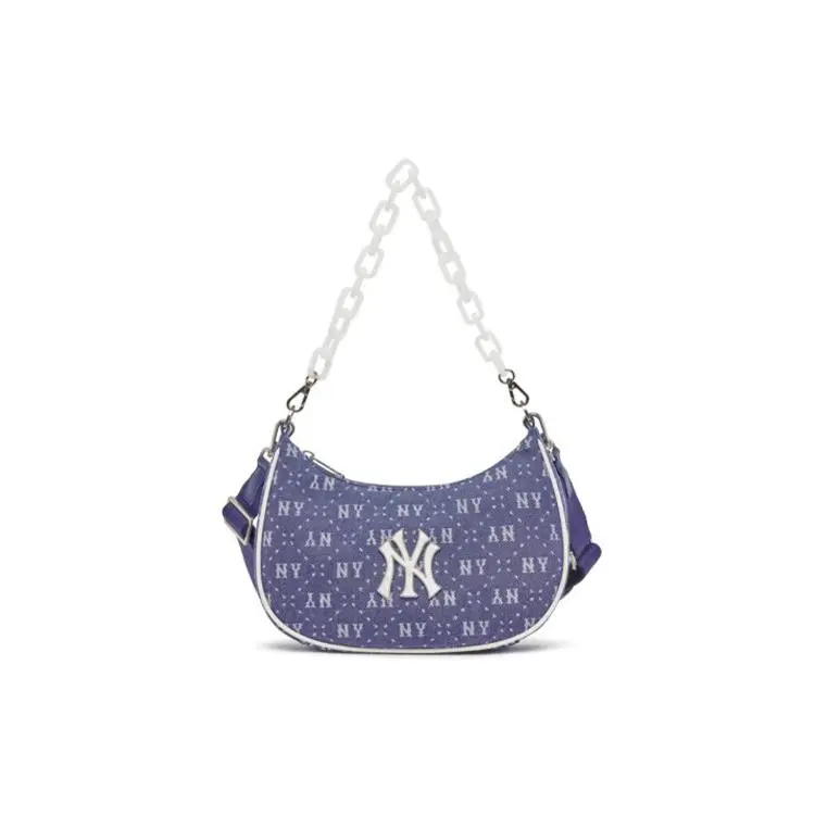 MLB New York Yankees Vintage Floral Print Adjustable Strap Casual Cotton Crossbody Bag for Women in Blue