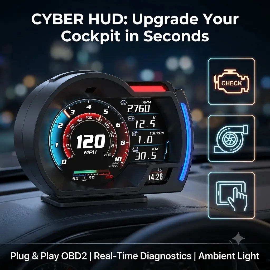 OBD2 Heads Up Display Digital Speedometer MPH Engine Fault Code Diagnostic Scanner for Daily Commute Drivers