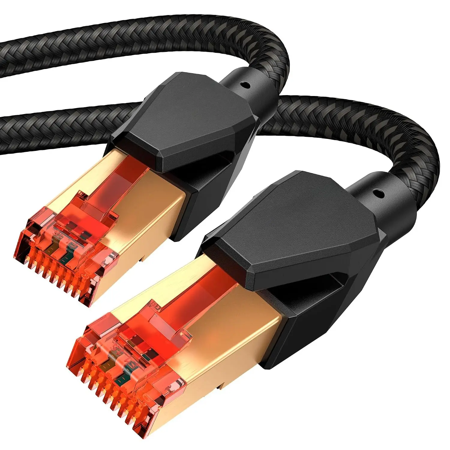 High-Speed 40Gbps Rate Network Patch Cords - 3FT 2-Pack (8 Ethernet, 2000Mhz, OFC/TU1-S/FTP), 6FT/10FT Plated RJ45 Gigabit Cables (Black Round) for Gamer Stuff, Computers, Routers, Modems (Cat 7/6/5)