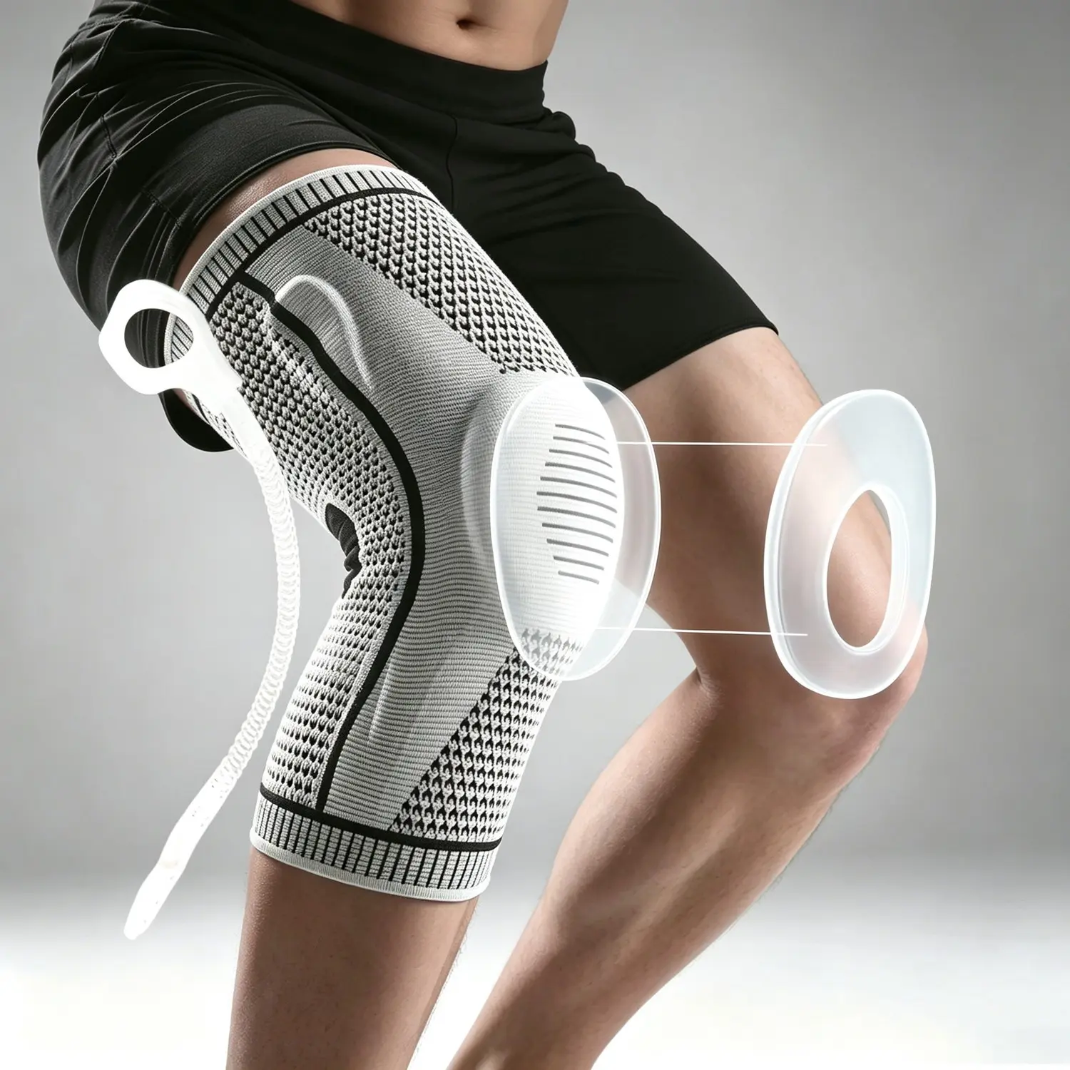 1pc Professional Sports Knee Brace with Patella Gel & Side Stabilizers, Silicone Knee Support Compression Sleeve For Basketball, Gym, Running, Weightlifting, Unisex Durable Sports Gear for Men & Women, Patellar Knee Brace