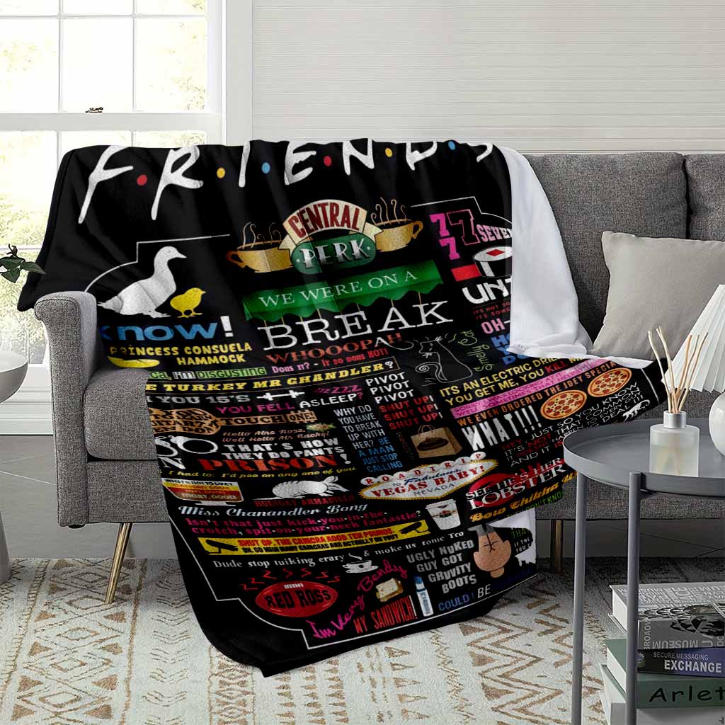 Friends Inspired Flannel Blanket Central Perk Quotes Print Soft Cozy Throw with Colorful Iconic Design Perfect for Sofa Bed Office Living Room TV Watching Gift Home Decor Suitable as a gift sizes 60*80,30*40 ,40*50 50*60