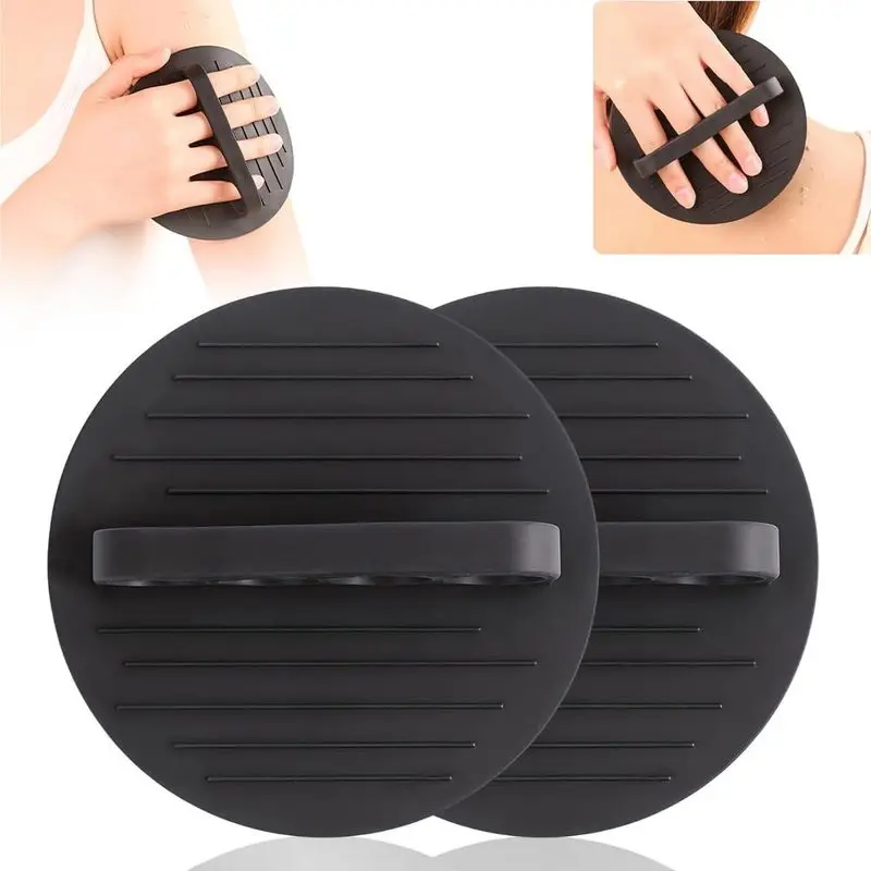 2 Counts Soft Rubber Shower Scrubber, 2026 Upgraded Gentle Exfoliating Bath Glove, Deep Cleansing Shower and Bath Tool, for Massage and Removing Dead Skin, for All Skin Types (2pcs - Black)