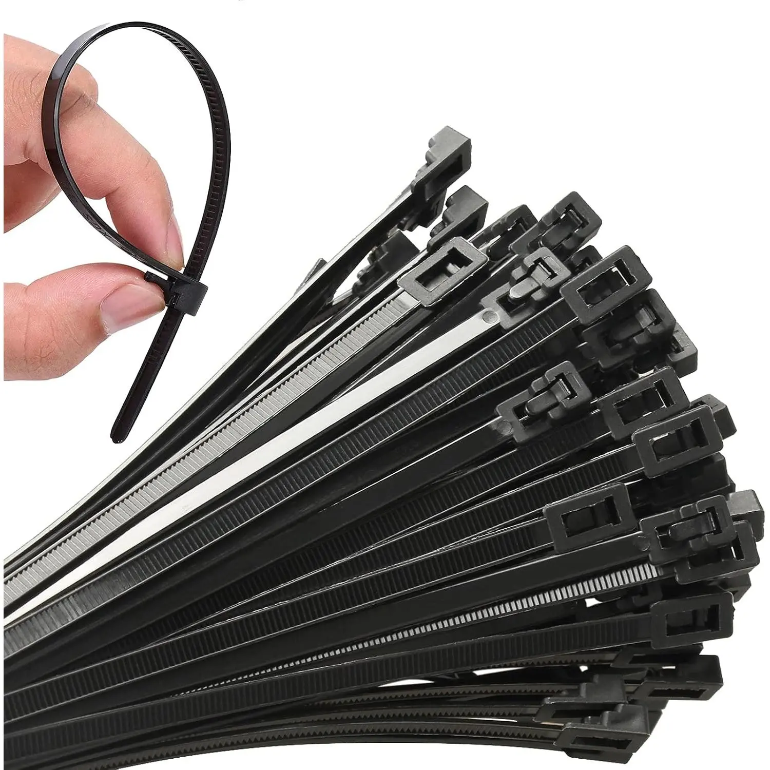 100 count 8 Inch Heavy Duty Industrial Zip  40lbs Tensile Strength | Releasable Black Tie Wraps  Zip  Tie Straps For Garden  Secure Vine,  Office