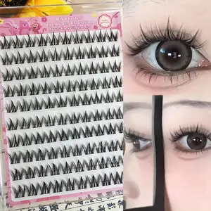Directly Applied False Eyelashes, 100pcs Dense Fine Long False Eyelashes, Bold Makeup Look, Vertical Eye Enlargement, Self-Adhesive