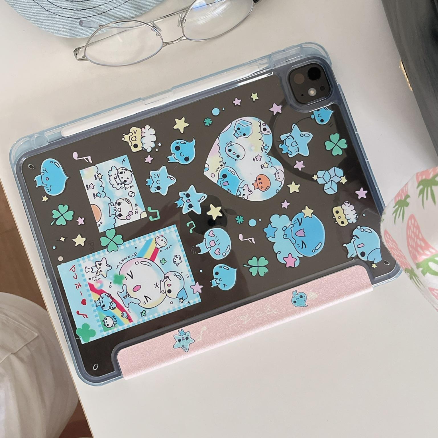 Summer Waterdrop iPad Case for 11th Gen, Lightweight and Thin Design, Pencil Slot, Drop Resistant for Mini 7/6 and Air 7/6, Tablet Casing