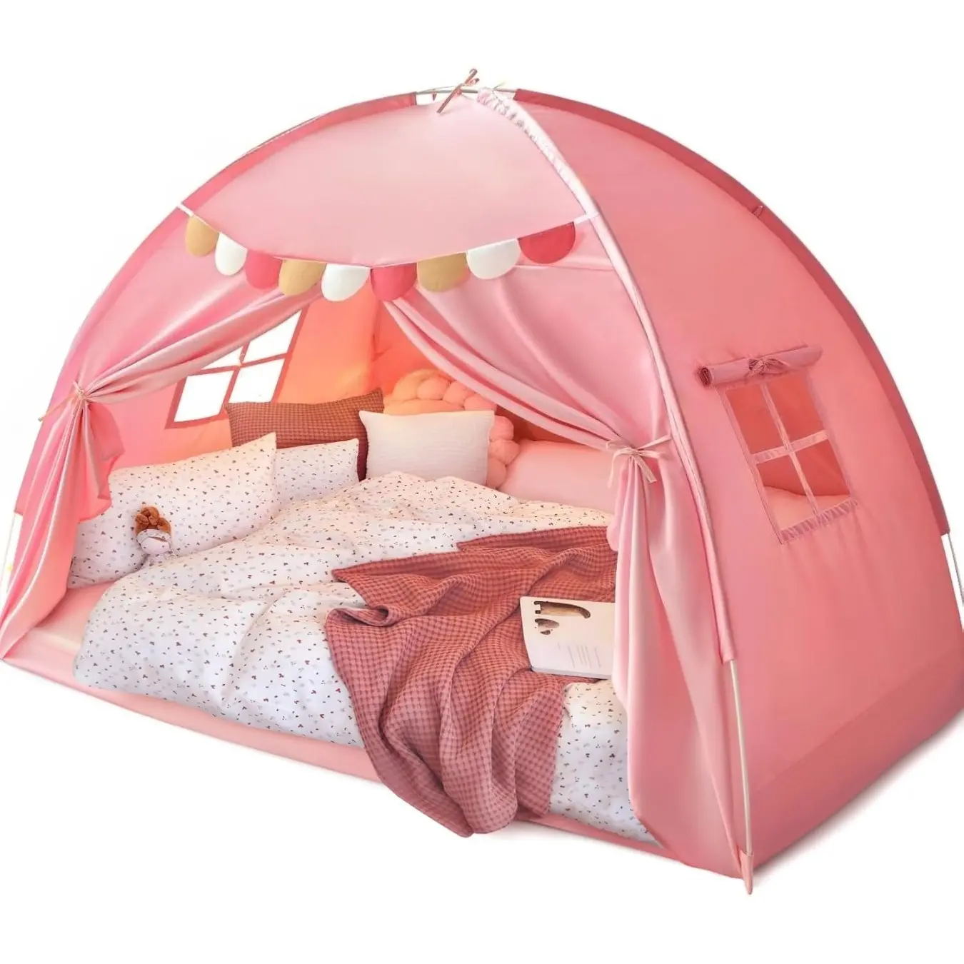 Bunk Bed Tent, Indoor Bed Tent, Bunk Bed Tent, Indoor Fantasy Tent, Twin Size, Privacy Space, Blackout Sleeping Tent, Portable Windproof Floor Playhouse, Great for Birthdays, House Gifts, Pin