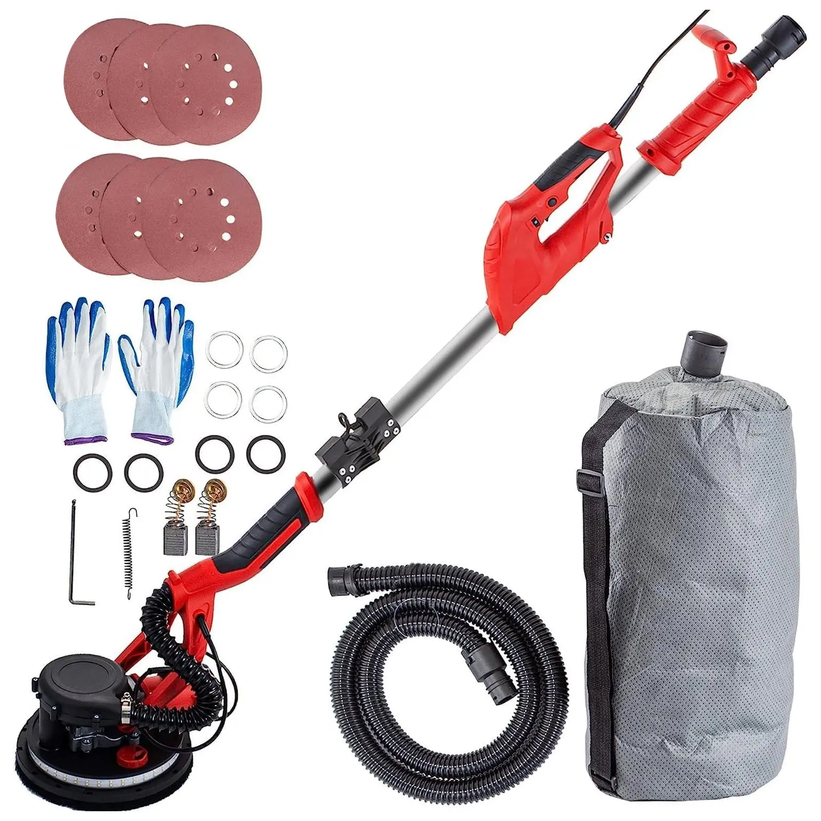 【DealsForYouDays】VEVOR Drywall Sander 850W, Electric Drywall Sander, Variable Speed 800-1750 RPM, Foldable Sheetrock Sander, with Telescope Handle, Electric Sander, with LED Strip Light and Vacuum Bag, Wall Sander