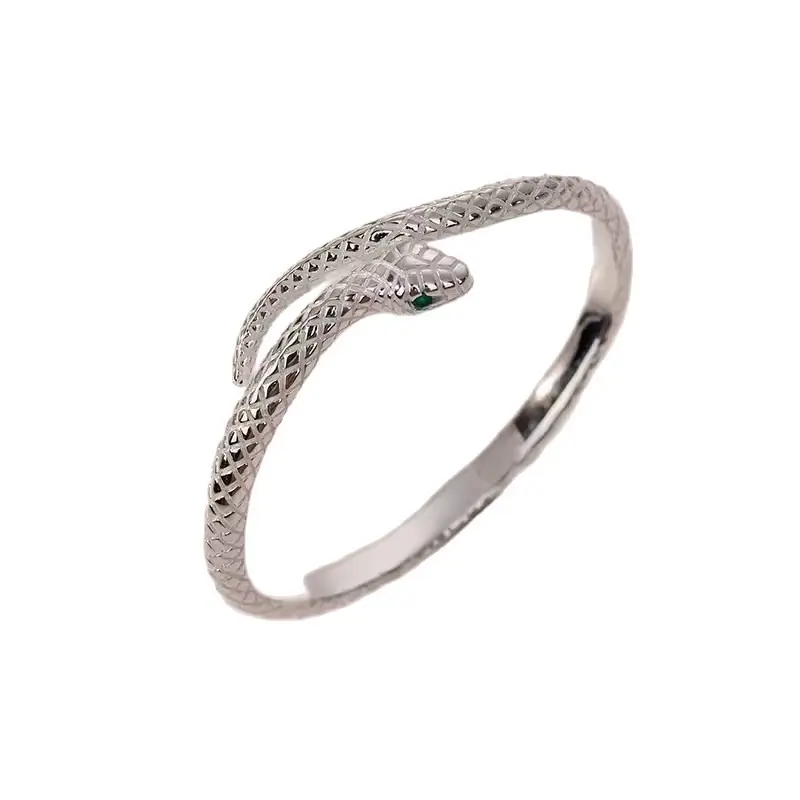Women Serpent Open Cuff Bangle, Trending Snake Motif Statement Bracelet, Unique Designer Adjustable Wrist Band, Fashion Snake Element Jewelry, Edgy Accessory for Daily Outfits Nightclub Street Style Festival Looks