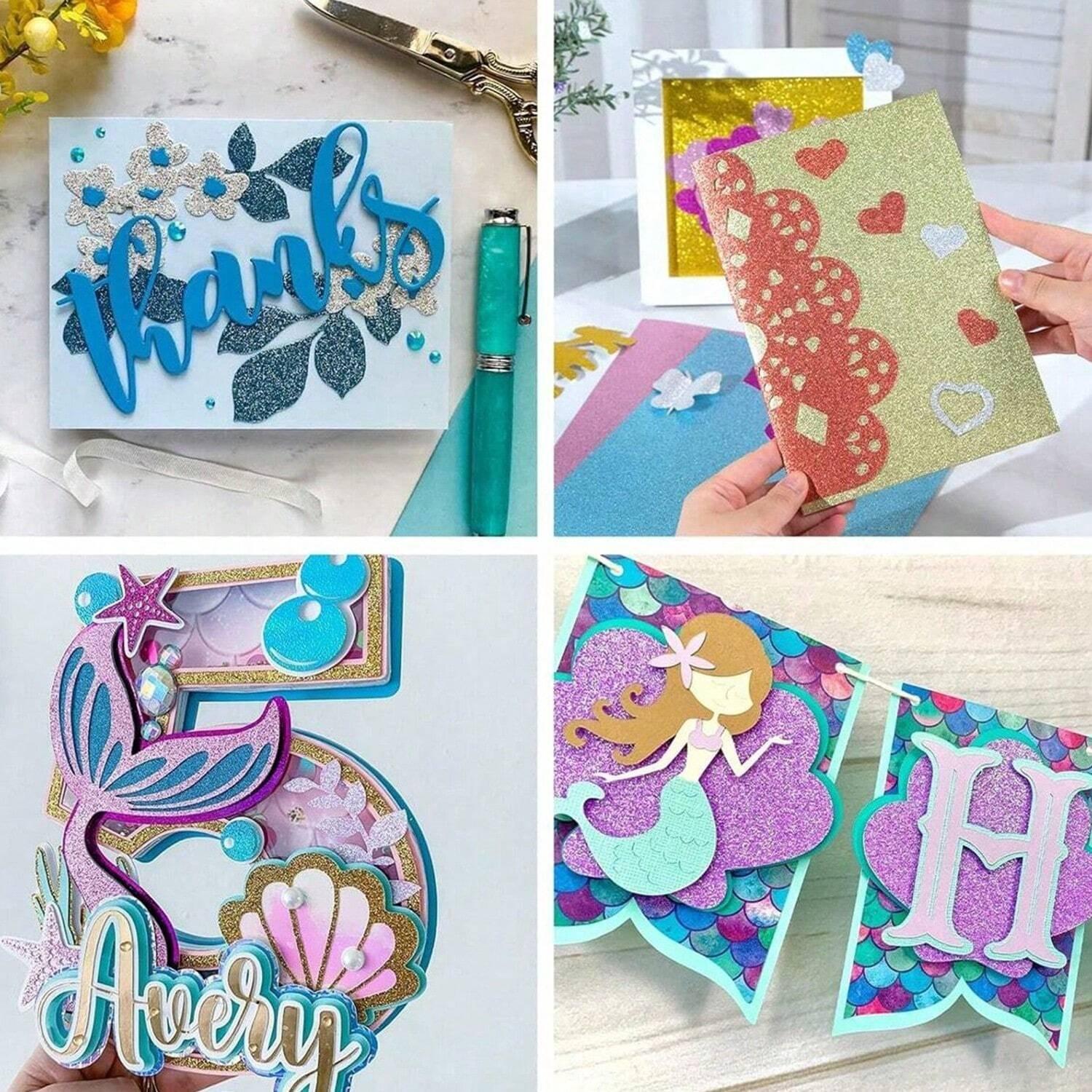 A4 Colored Glitter Cardstock, 20pcs/set Non Paper, Suitable for Craft DIY Projects, Scrapbook, Gift Wrapping, Birthday & Party Decoration