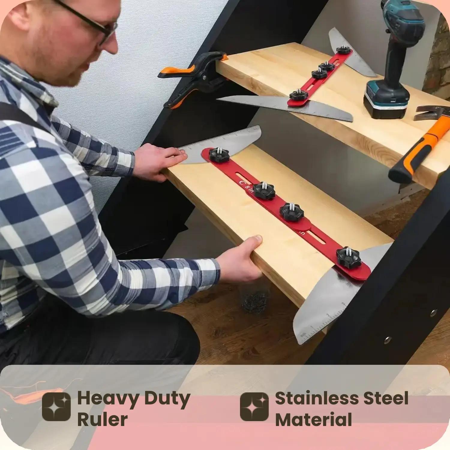 Aluminum Alloy Folding Ruler, 1 Set Multifunctional Heavy Duty Folding Ruler, Stair Tread Gauge, Heavy Duty Home Tool, Hand Measuring Tool, Handheld Tools, Garden Tools for Measurement, Hardware