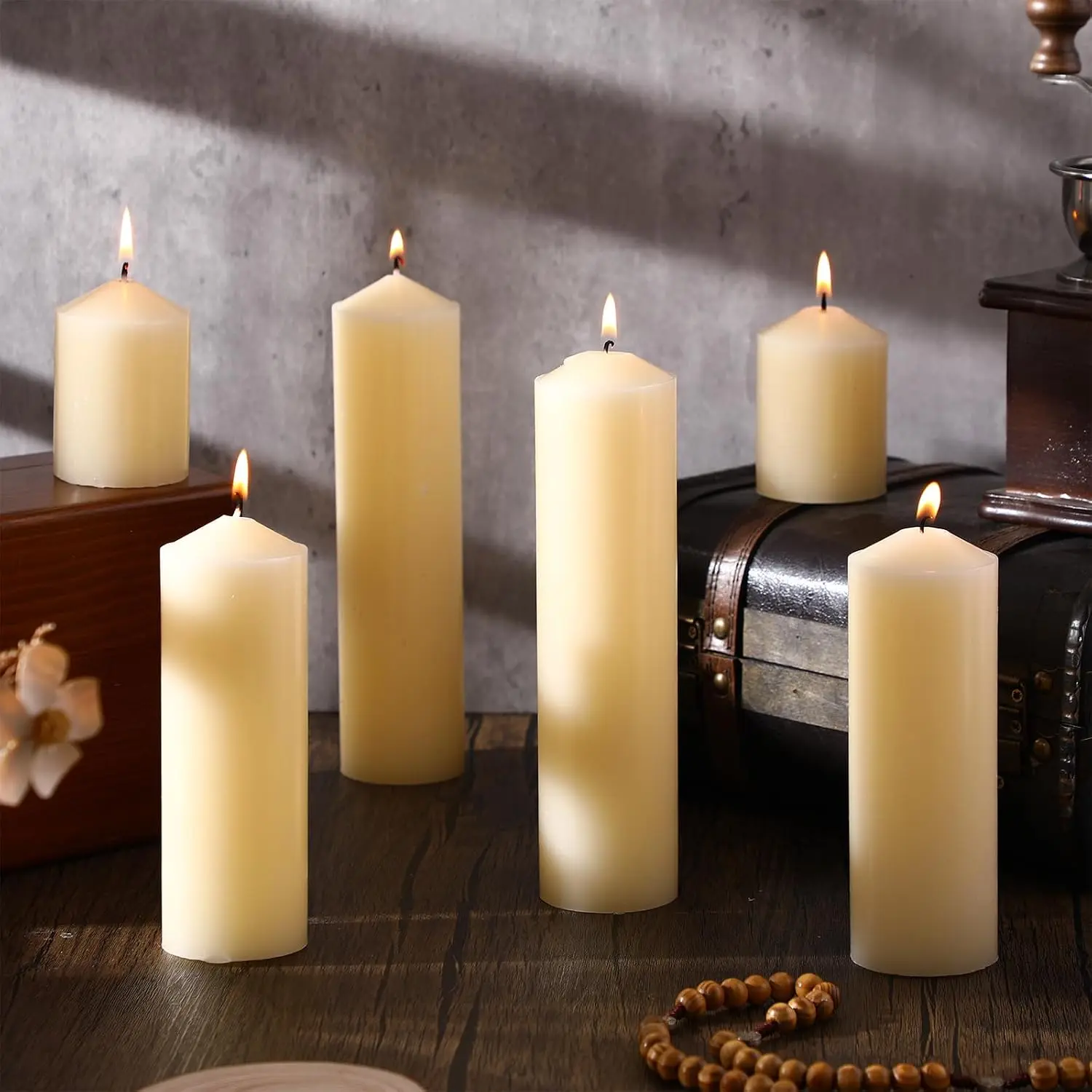 6 count Pillar Candles 3 Set 2 in x 3, 6, 8 Inch  Dripless Unscented Pillar Candles Long Clean  Wax for Wedding Dinner Party   Ceremony  Decor ( White)