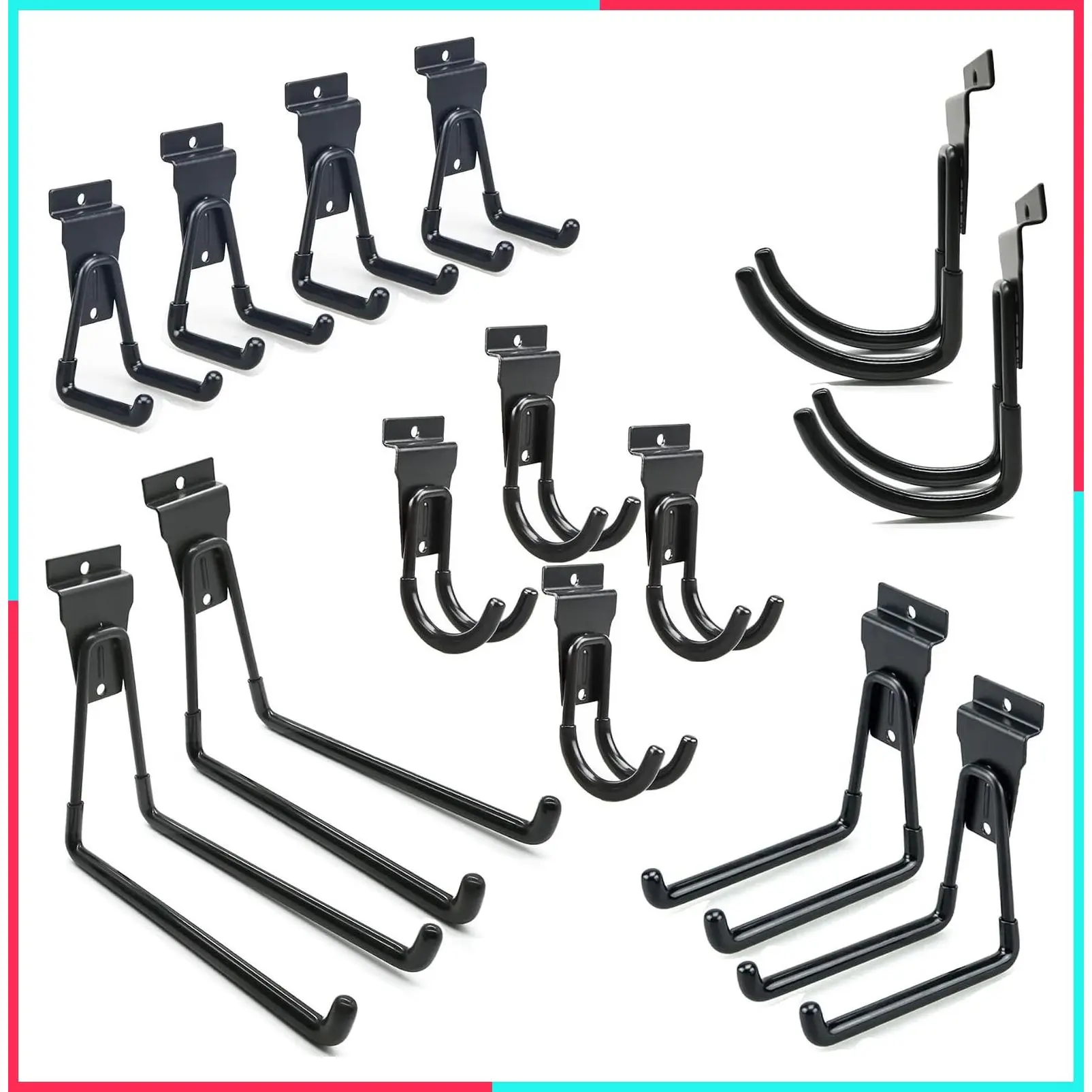 Slatwall Hooks 14 Pack, Heavy Duty Garage Wall Organizer, Multi-Size Hanging Hooks for Slatwall Panels