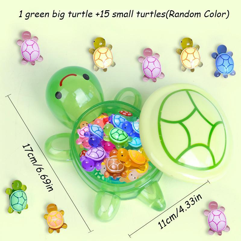 30pcs/16pcs Toddler-Safe Mini Resin Turtle Figurine Set, Night Light Feature, Non-Electric, Featherless Design, Party Favors & Decorations, Home Decor Ornament