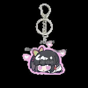 Cartoon Q Version Agatsuma Zenitsu Tsuyuri Kanawo Kochou Peripheral Keychain Acrylic Pendant Car Jewelry  Accessories Gifts Toys