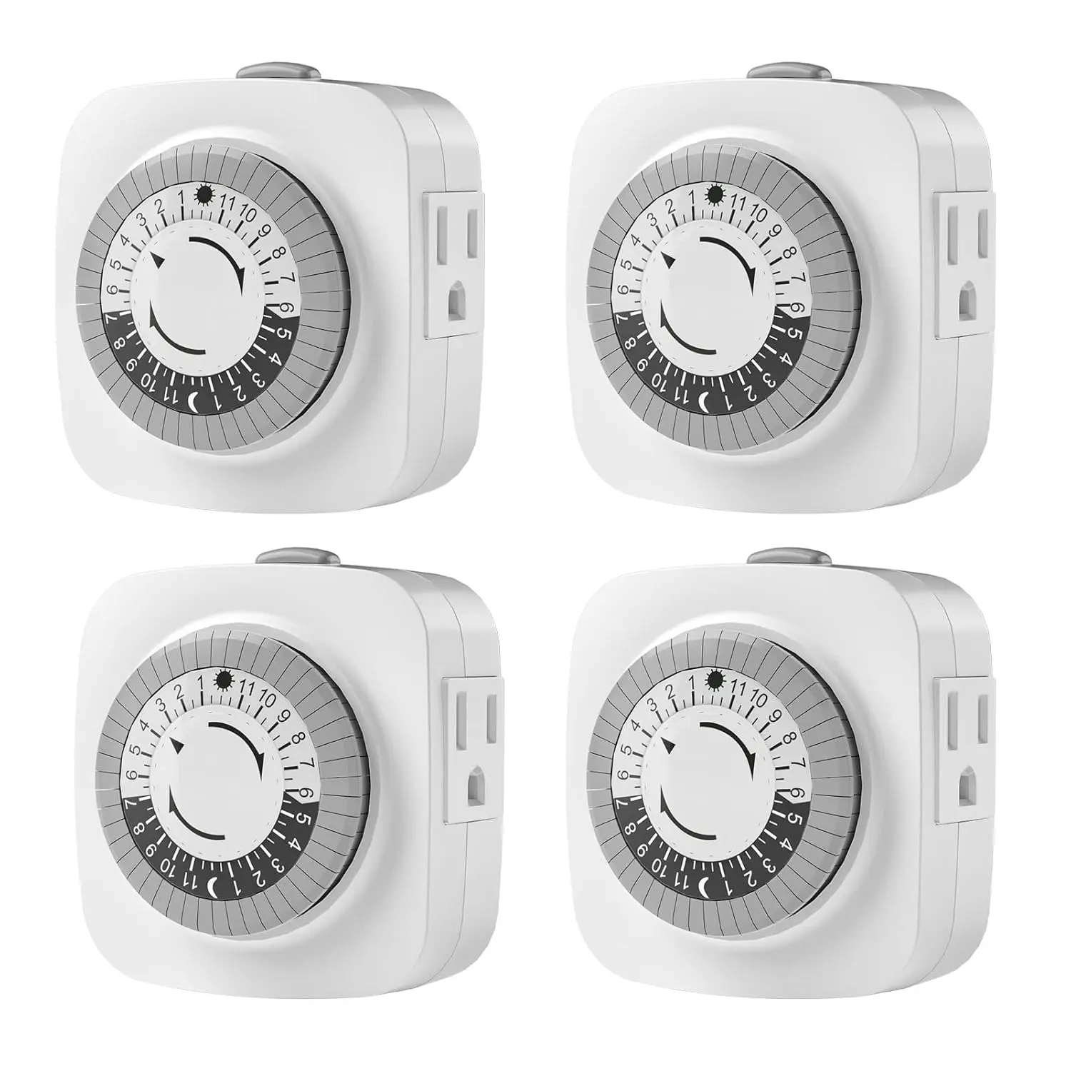 Indoor mechanical timer, with 2 grounded 3-pin sockets, cycles on/off every 30 minutes, suitable for lamps, Christmas tree lights, ETL certified