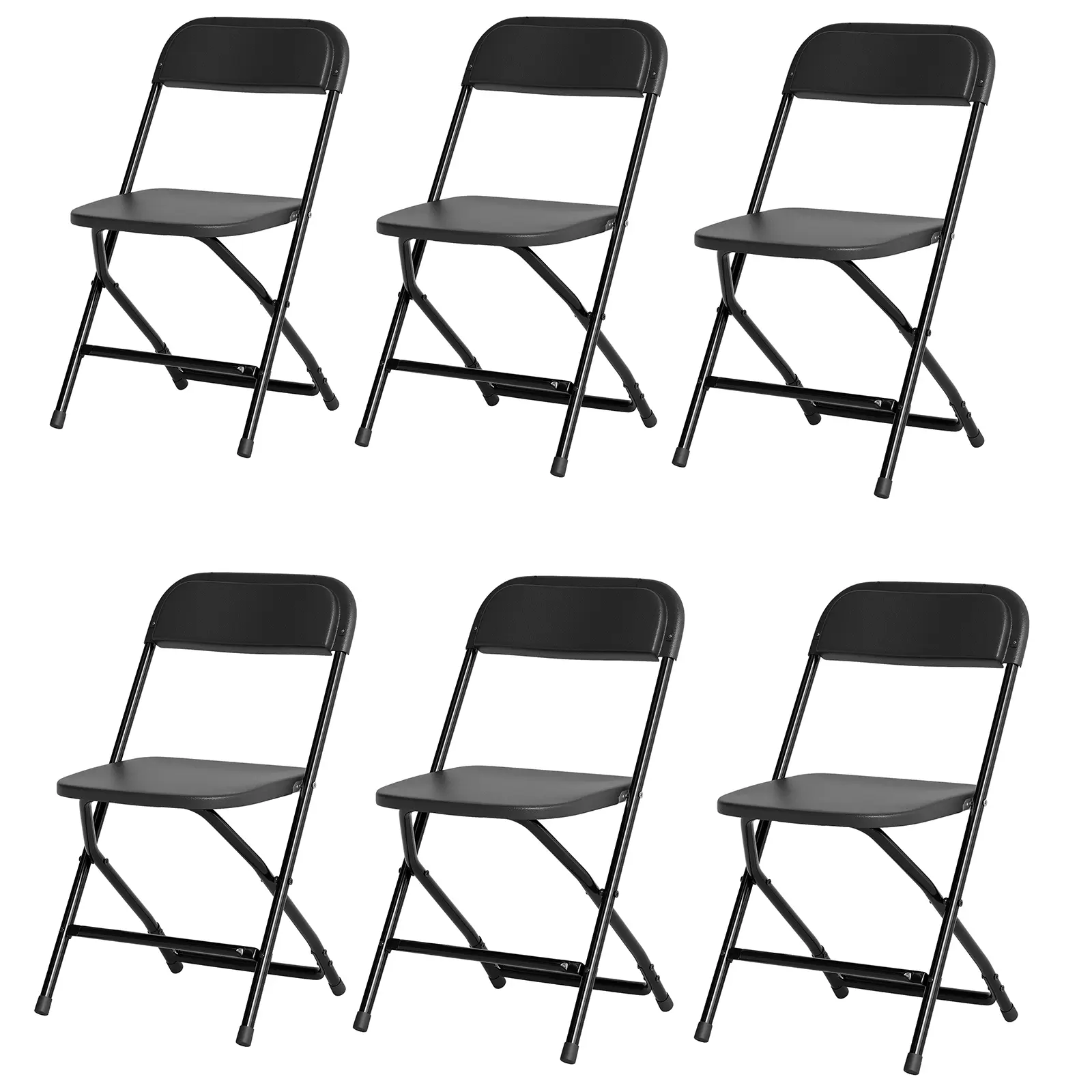 6 Pack Plastic Folding Chairs,Capacity Up to 350 Lbs, Steel Frame Foldable Chair with Non-Slip Feet, Stackable Portable Design, Indoor Outdoor Use, Ideal For Wedding, Party, Office & Picnic Events, Black/White