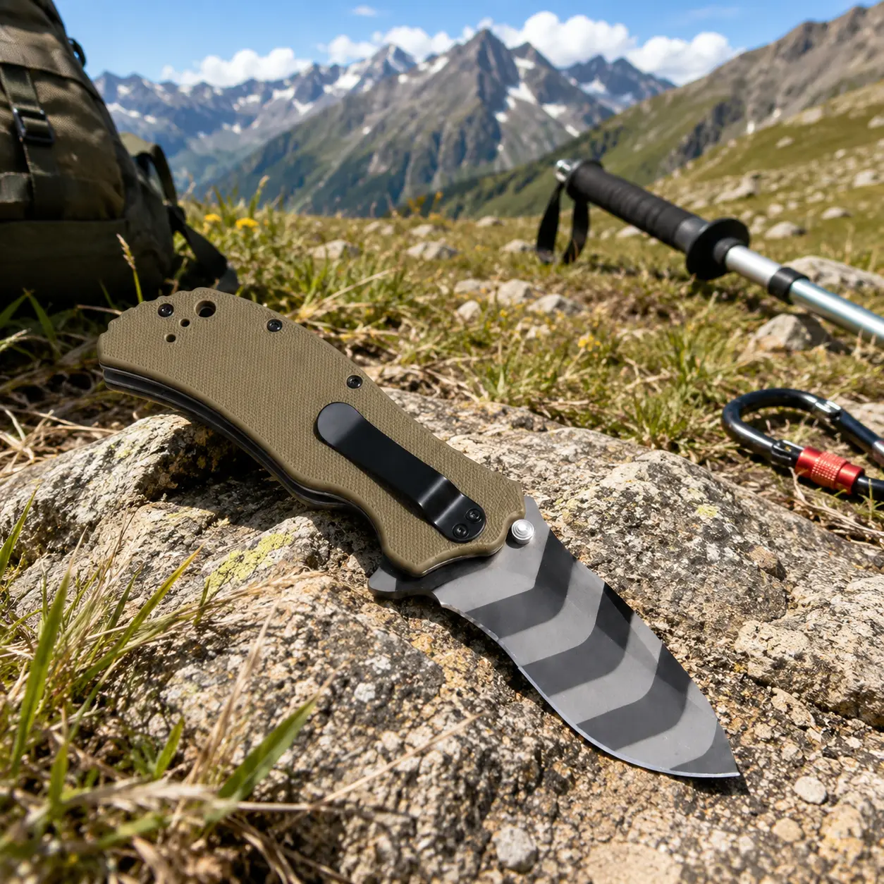 ZT0350 tactical folding knife, with 0 handle, D2 high hardness blade, outdoor camping driving survival EDC knife, the best gift.