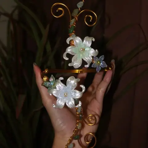 Forest Fairy Flower Arm Ring, Spiral Jade Stone Bracelet, Ancient Style Hanfu No-Hole Wristband, Unique High-End Jewelry, Exquisite Bracelet, High Quality Bracelet