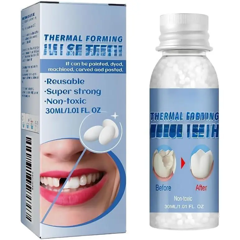 Fake Tooth Repair Kit - Thermal Beads Filling, Fix the Missing and Broken Tooth or Adhesive the Denture Fake Teeth with 60pcs Tooth Models