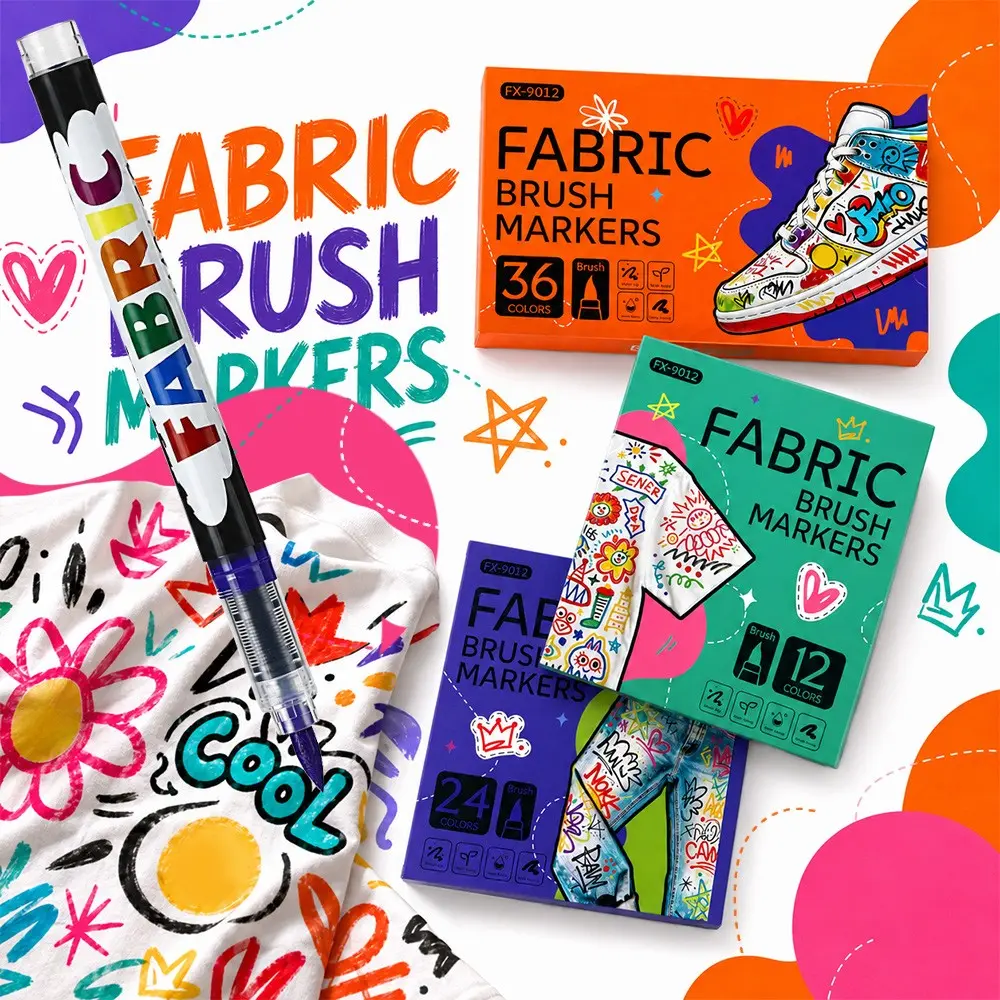 12/24/36 Color Fabric Markers, Waterproof, Washproof, Non-Toxic, Ideal for DIY Crafts, T-Shirts, Canvas Shoes, Bags, Students, Craft Enthusiasts