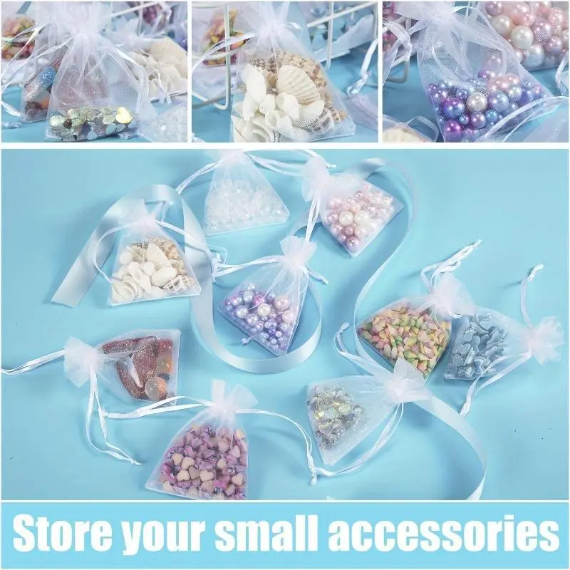 100/200pcs Organza Drawstring Bags, Multi-Purpose Useful, Drawstring Gift Bags, Jewelry Packaging, Elegant and Versatile