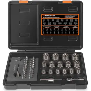 A Man's Tools THINKWORK Damaged Screw Extractor Set, 2-21mm, 39-Piece Broken Bolt Extractor Kit, 3/8" Drive Lug Nut Removal Tool, Rounded Bolt Remover for Damaged, Rusted, Rounded-Off, Stripped Fasteners