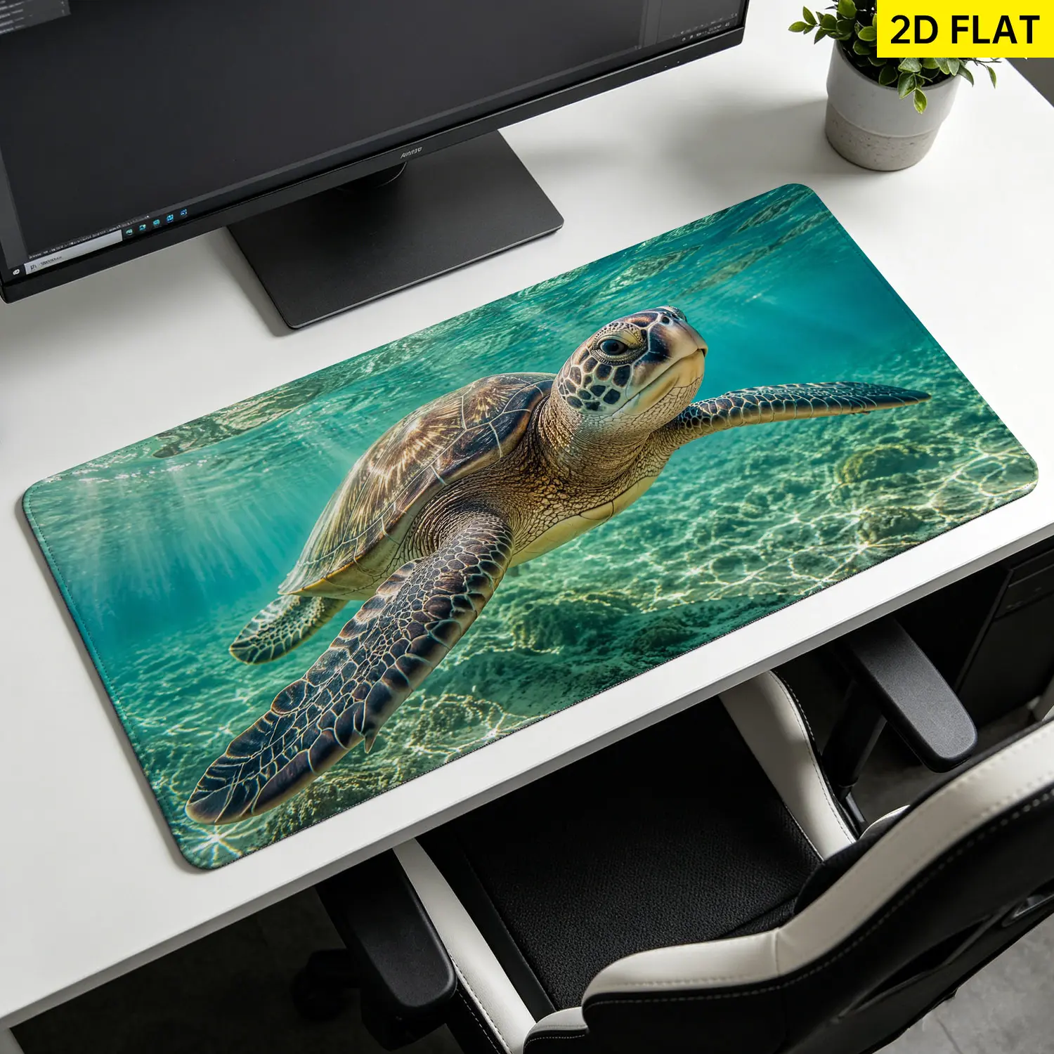 Extra Large sea turtle underwater ocean Mouse Pad,Non Slip Rubber Pad,Desktop Decoration Drotection Pad, Washable,Lock Edge Multi Size,Premium Multipurpose Mousepad For Home,Office,Gift for Family and Friends