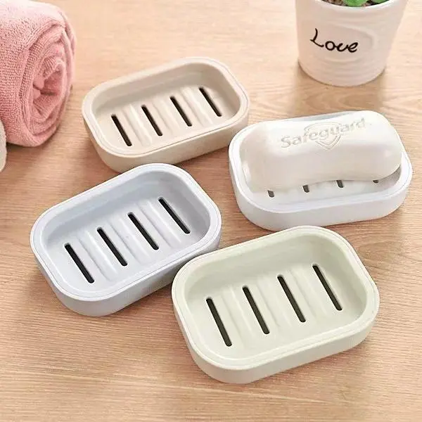 Portable 2-Layer Plastic Soap Dish with Drainage Cover, Square Storage Box, 1-Pack Bathroom Accessory for Travel Use