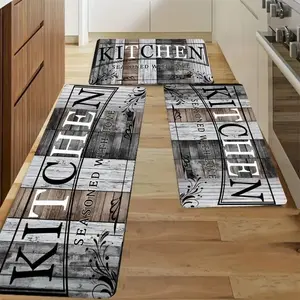 3-Piece Vintage Cutlery Kitchen Print Diatomaceous Earth Floor Mats, High-Quality Non-Slip Rubber, Easy Clean, Reusable