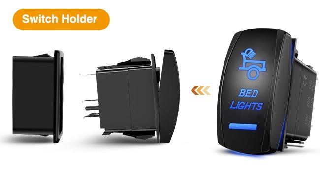 Nilight Bed Lights Rocker Switch Led Light Bar 5 Pin Laser On Off SPST switches 20A/12V 10A/24V for Truck Pickup Rock Cars Boats Cargo Camper Van RVs