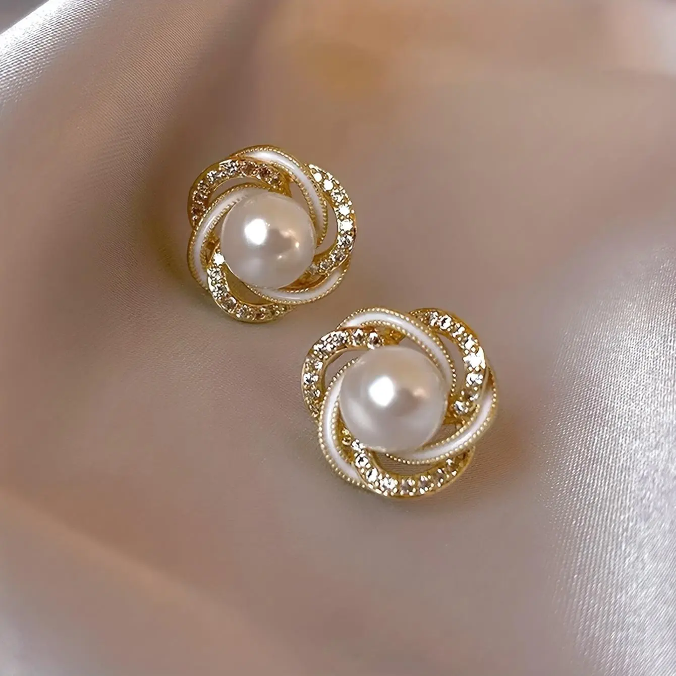 [NEW] A Pair of 2pcs, Winding Round Bead Geometric Earrings, High-Quality Jewelry, Upgraded Fashion Earrings, High-End Decorative Earrings, Suitable for Daily Wear, Black Friday, Christmas, New Year And Valentine'S Day, Wedding Season Additions