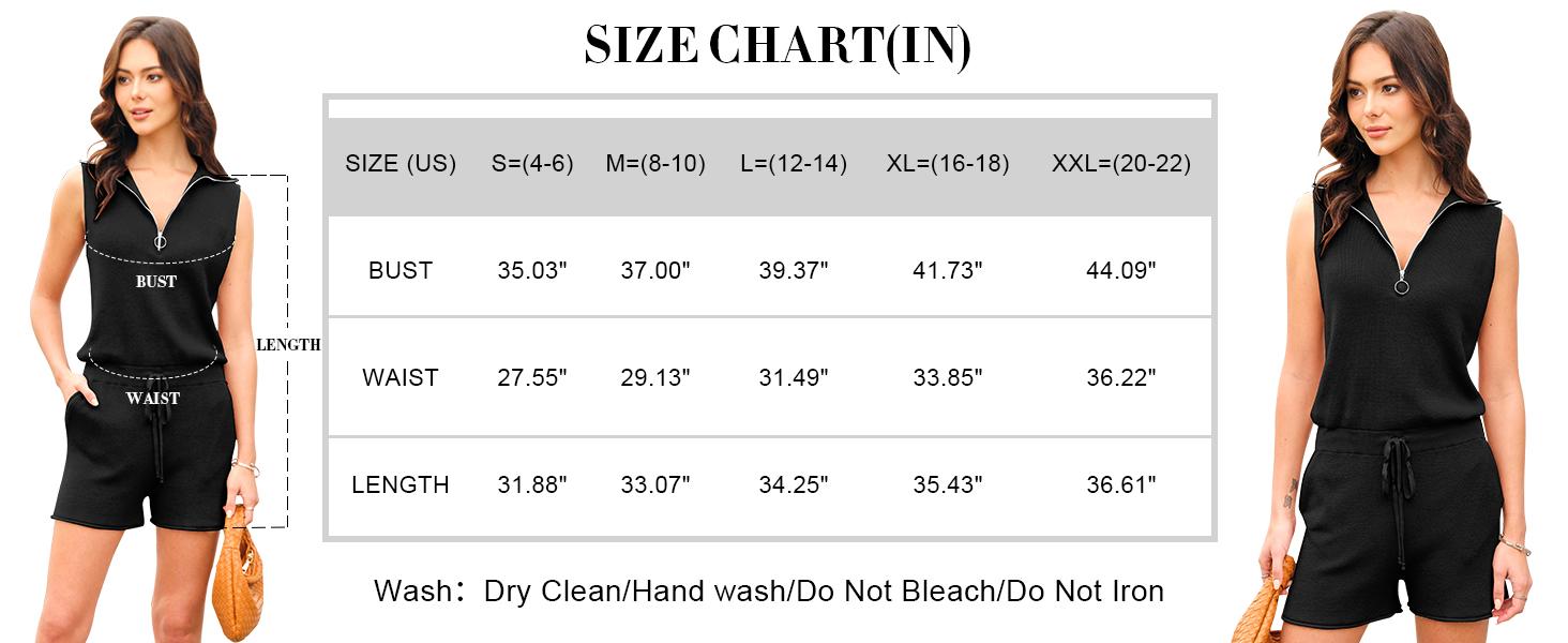 PiePieBuy Women's Casual Sleeveless Short Rompers Summer Half Zip Lapel Collar Drawstring Knit One Piece Jumpsuit with Pockets