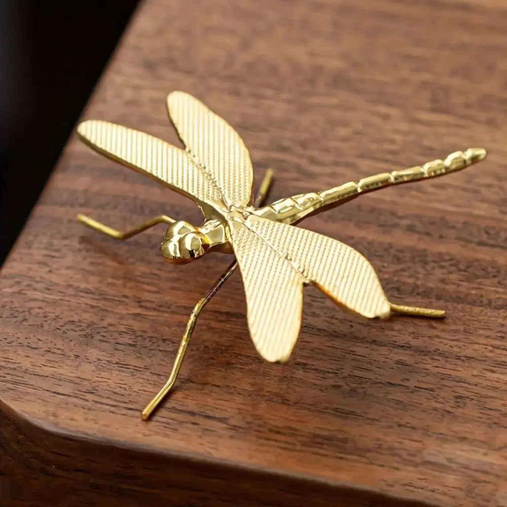 Small Dragonfly Ornament Vintage Metal Six Feet Simulation Dragonfly 3D Dragonfly Pen Holder Tea Ceremony