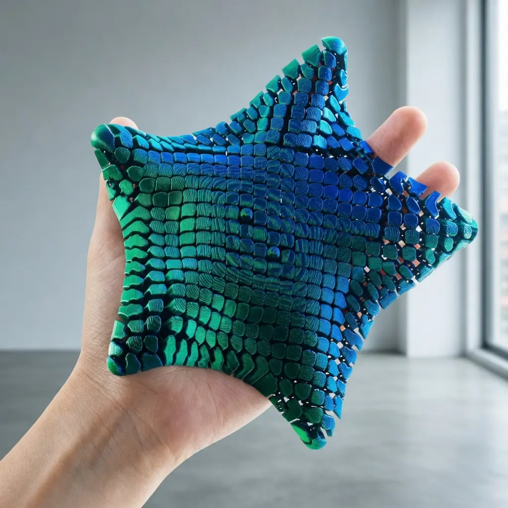 3D Printed Articulated Plastic Starfish Desk Pet - Industrial Fidget Toy, Flexible Ocean Figurine, Cute Home Decor Collectible, Movable Desktop Ornament, Fun Gift for Teens (Comes in Box)
