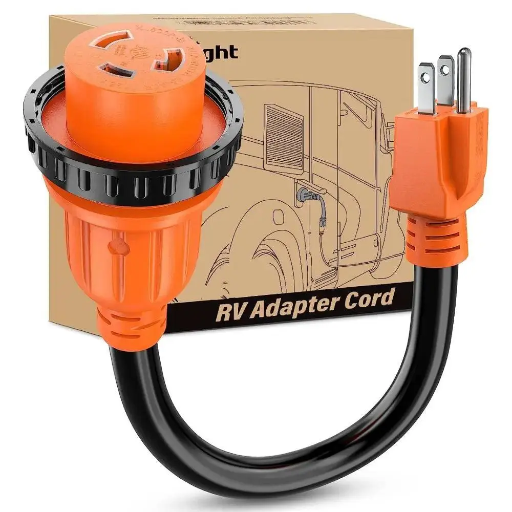 Nilight 15A to 30A RV Locking Adapter Cord - Plug-in, Extension, Flexible Socket Options for Home Improvement Electrical Equipment Needs, Plug-In Adapter Plugs, Extension Adapter Plugs