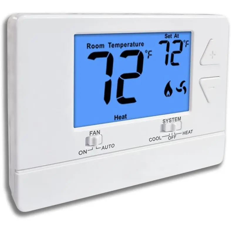 Digital Non-Programmable House Thermostat, 1 Heat/1 Cool Single-Stage Systems, 24VAC AC Power Supply, 41°F to 95°F Range, 3001-Blue, Easy DIY Install, Blue Backlight