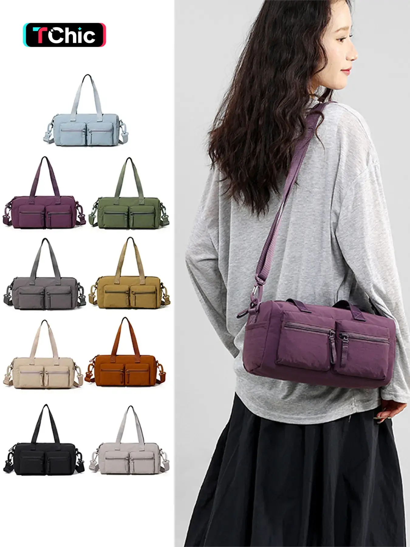 Simple and casual multi-pocket crossbody bag, lightweight with three ways to carry: handheld, shoulder, or crossbody. Multiple external pockets make it convenient for storage, perfect for daily commuting, stylish Casual Fashion Bag