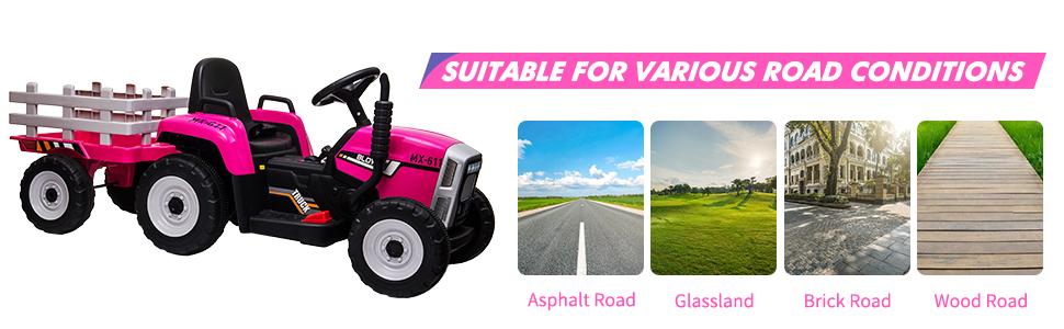 Garvee 12V Electric Ride-On Tractor with Detachable Trailer, Remote Control, 7 LED Headlights, Music & USB Port, 2+1 Gear Shift, Durable Treaded or EVA Tires, Suitable for Ages 3-6, Multiple Colors